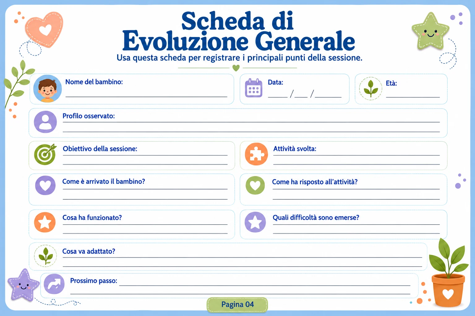 Bonus: Schede di evoluzione del bambino — copertina